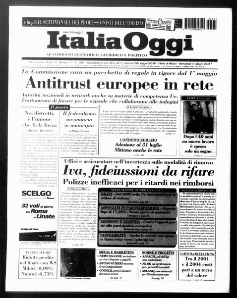 Italia oggi : quotidiano di economia finanza e politica